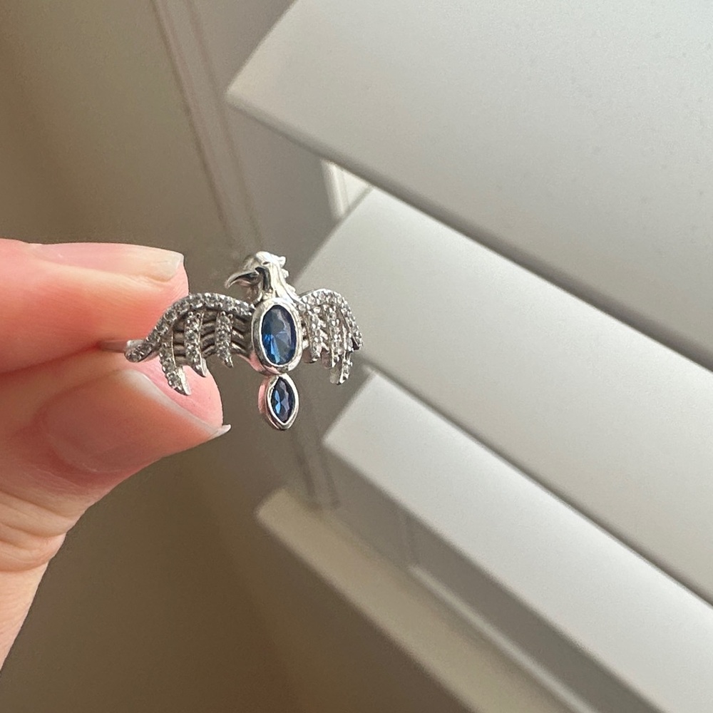 Ravenclaw silver and blue stone size 9 ring like new